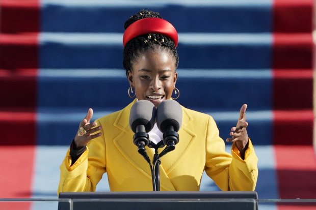American poet Amanda Gorman reads "The Hill We Climb" during the 59th Presidential Inauguration at the U.S. Capitol in Washington, D.C. on Jan. 20, 2021. (Patrick Semansky/AFP via Getty Images) 