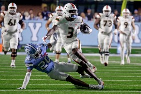 Hurricanes wide receiver Jacolby George, shown trying to evade a tackle against UNC on Oct. 14, is Miami's leading wide receiver this season. (AP Photo/Chris Seward)