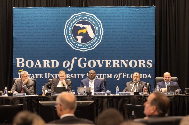 Florida State University System Board of Governors members during the meeting on the UCF Campus in Orlando, Fla., Thursday, Nov. 9, 2023. (Willie J. Allen Jr./Orlando Sentinel)