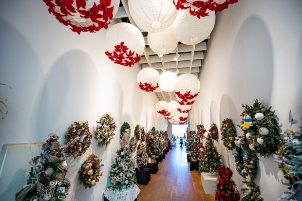 The Festival of Trees returns to Orlando Museum of Art for its 37th year with decorated wreaths and more on Nov. 9, 2023. The event, a fundraiser for the museum, goes on Nov. 11-19. (Patrick Connolly/Orlando Sentinel)
