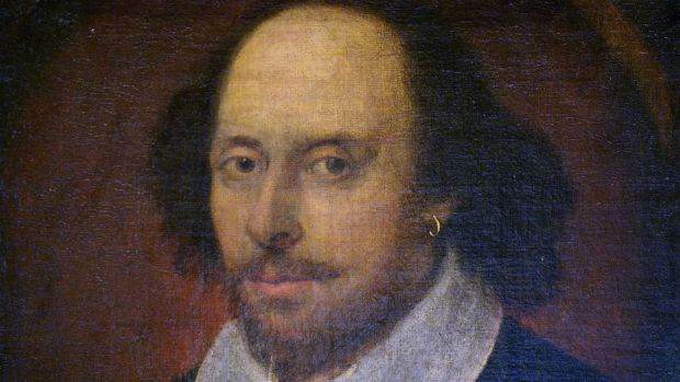 A portrait of English writer William Shakespeare, as seen in the "Great Performances" presentation of "Making Shakespeare: The First Folio" on PBS. (Courtesy Thirteen)